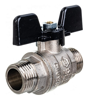 Кран шаровой полнопроходной Ду 15 (1/2") НР/НР, ручка бабочка STOUT